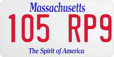 MA license plate 105RP9