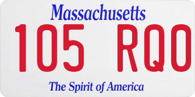MA license plate 105RQ0
