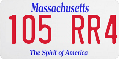 MA license plate 105RR4