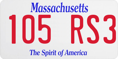 MA license plate 105RS3