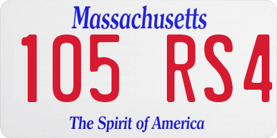 MA license plate 105RS4