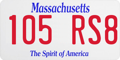 MA license plate 105RS8
