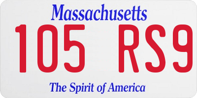 MA license plate 105RS9