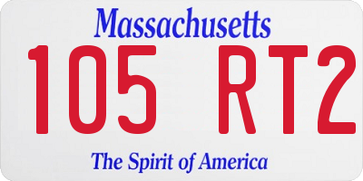 MA license plate 105RT2