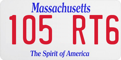 MA license plate 105RT6