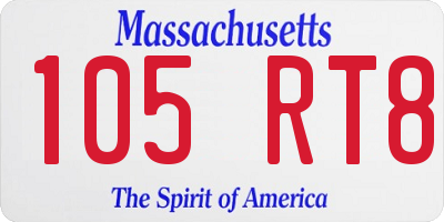 MA license plate 105RT8