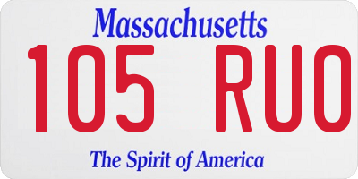 MA license plate 105RU0