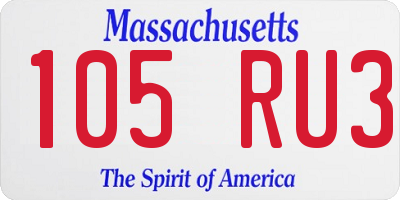 MA license plate 105RU3