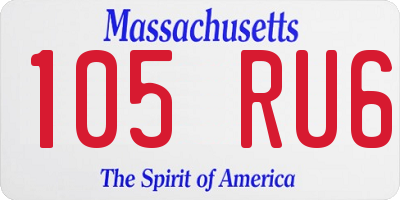 MA license plate 105RU6
