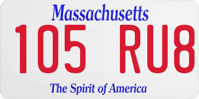 MA license plate 105RU8