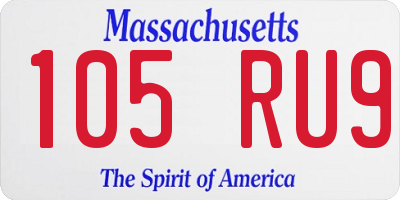 MA license plate 105RU9