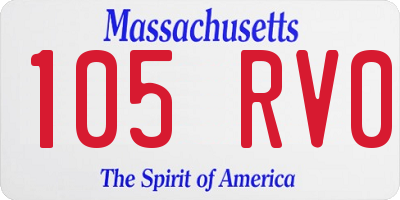 MA license plate 105RV0