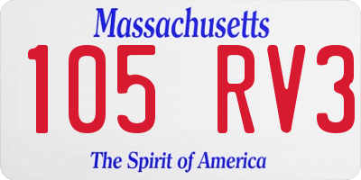 MA license plate 105RV3