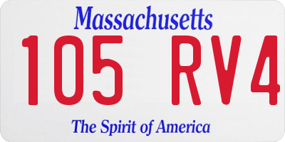 MA license plate 105RV4
