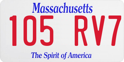 MA license plate 105RV7