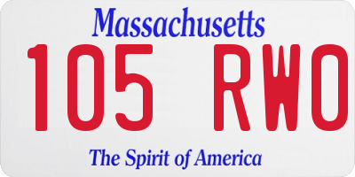 MA license plate 105RW0