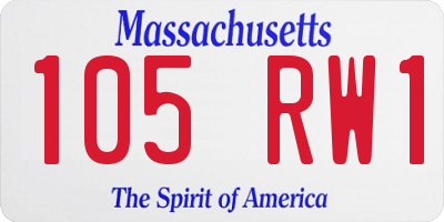 MA license plate 105RW1