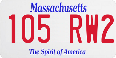 MA license plate 105RW2
