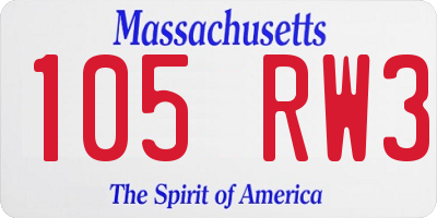 MA license plate 105RW3