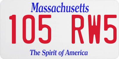 MA license plate 105RW5