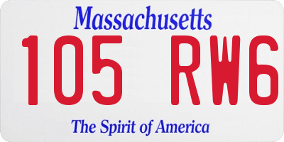 MA license plate 105RW6