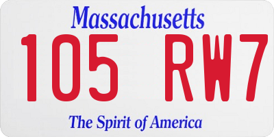 MA license plate 105RW7