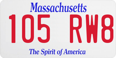 MA license plate 105RW8