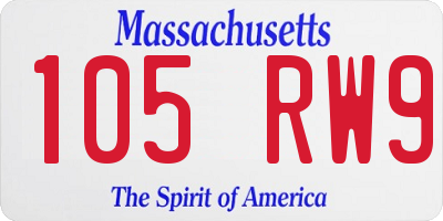 MA license plate 105RW9