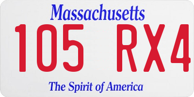 MA license plate 105RX4