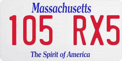 MA license plate 105RX5