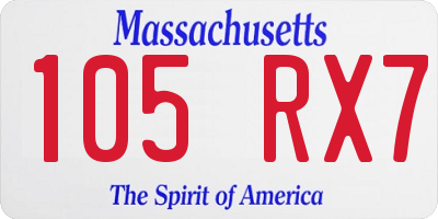 MA license plate 105RX7