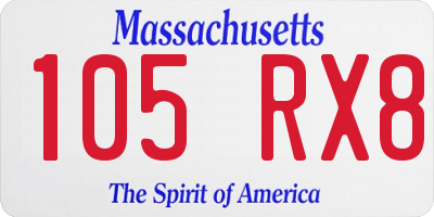 MA license plate 105RX8