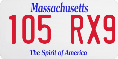 MA license plate 105RX9