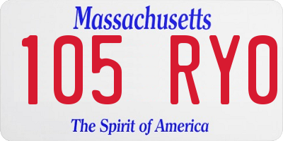 MA license plate 105RY0