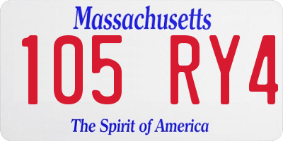 MA license plate 105RY4