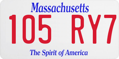 MA license plate 105RY7