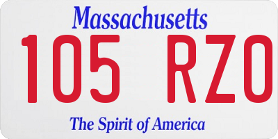 MA license plate 105RZ0