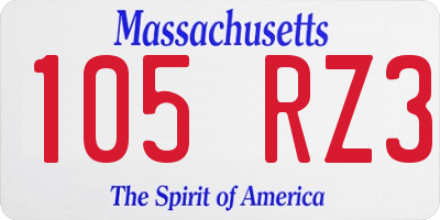 MA license plate 105RZ3