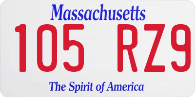 MA license plate 105RZ9