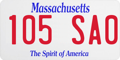 MA license plate 105SA0