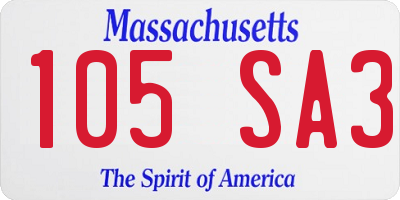 MA license plate 105SA3