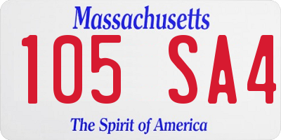 MA license plate 105SA4