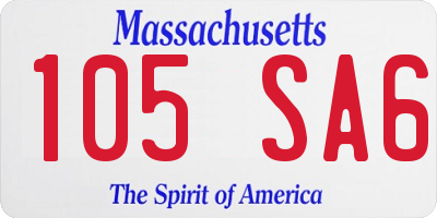 MA license plate 105SA6