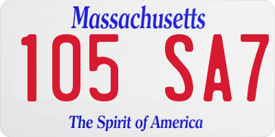 MA license plate 105SA7