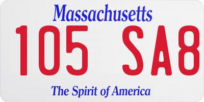 MA license plate 105SA8