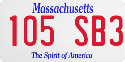MA license plate 105SB3