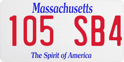 MA license plate 105SB4