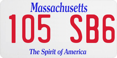 MA license plate 105SB6