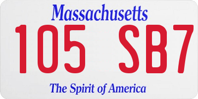 MA license plate 105SB7