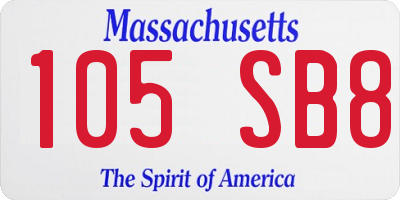 MA license plate 105SB8
